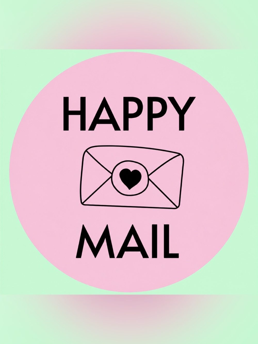 50 STICKERS - 2” ROUND - “HAPPY MAIL” - PINK